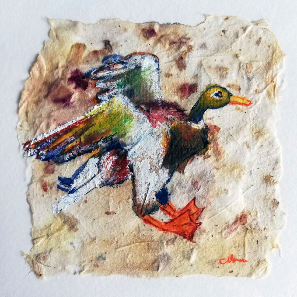 Håndlavet papir 15x15 cm i fabriksfremstillet, brunbejdset fyrretræsramme Kald dem and 3