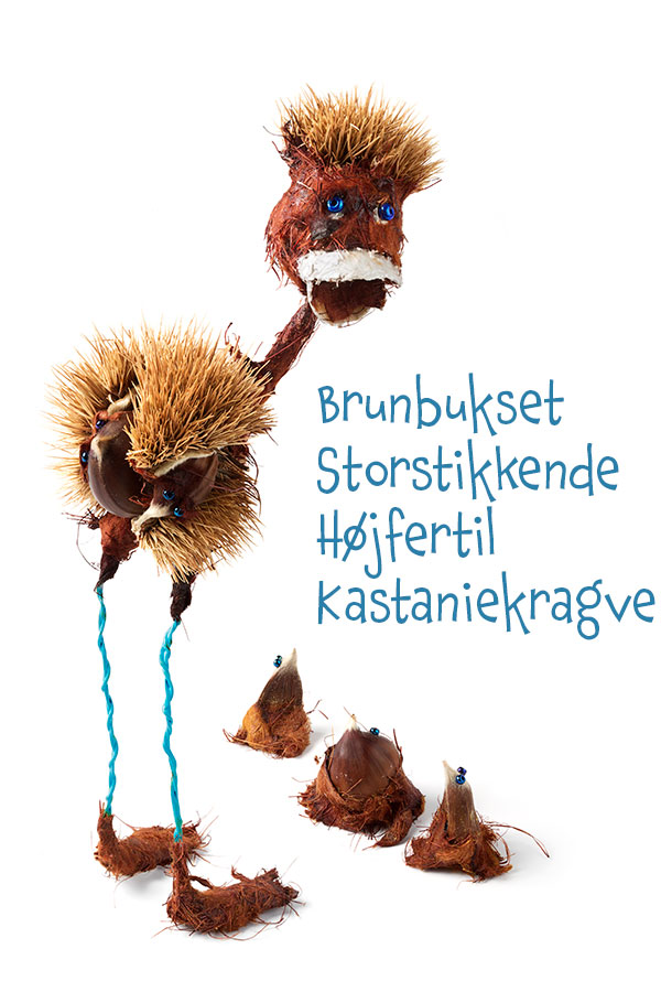 Brunbukset Storstikkende Højfertil Kastanjekragve med unger fremstillet af håndlavet papir
