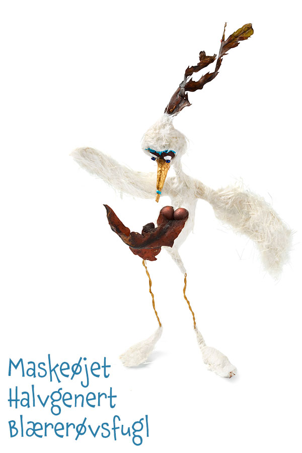 Maskeøjet Halvgenert Blærerøvsfugl fremstillet af håndlavet papir